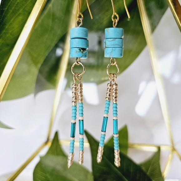 Jijaak Jewelry - 2/$27 | Turquoise Beaded Indigenous Native Fringe Earrings | Handmade